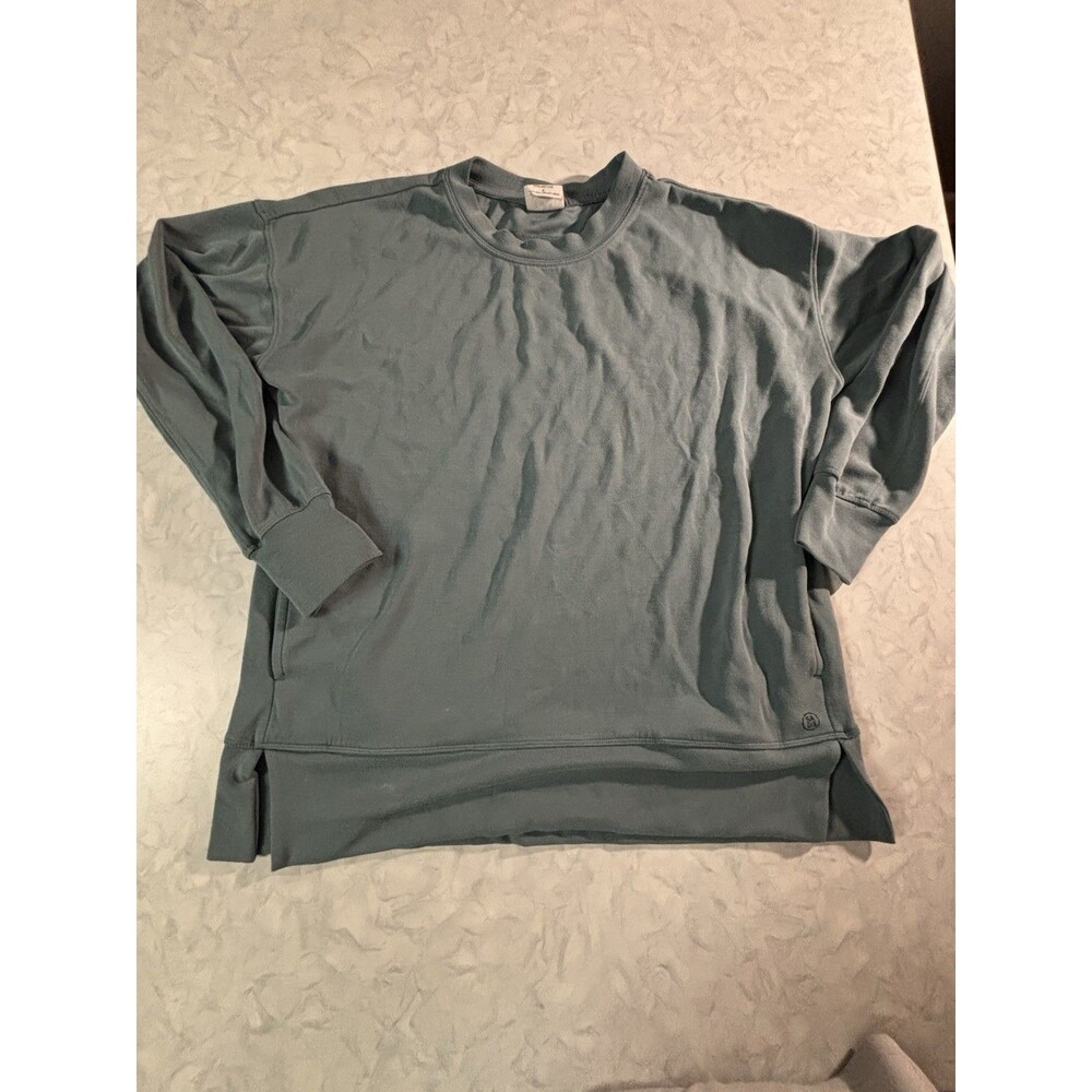 Sage Collective Sweatshirt Womens Small Blue Teal Oversized High Low Side Slit